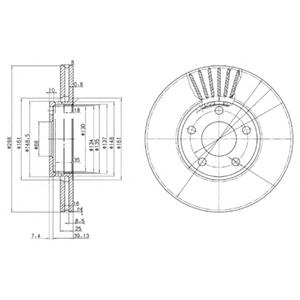 Диск тормозной передний (вентилируемый) (в упаковке два диска, цена указана за один) (DELPHI) - фото 