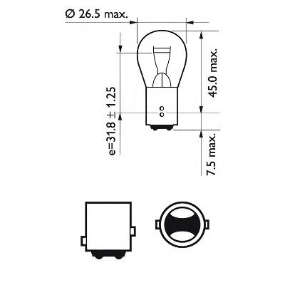 Лампа накаливания P21/5W12V 21/5W BAY15d  LongerLife EcoVision (2шт) (Philips) - фото 