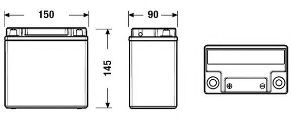 Аккумулятор 15Ah/200А AGM; AUXILIARY (L+ Специальные клеммы JRL (тонкие - низкие)) 150x90x145 (EXIDE) EK151 - фото 1