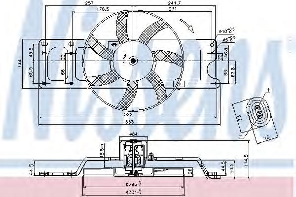 Вентилятор двигуна DACIA LOGAN І 1.4 / 1.6 (вир-во Nissens) - фото 