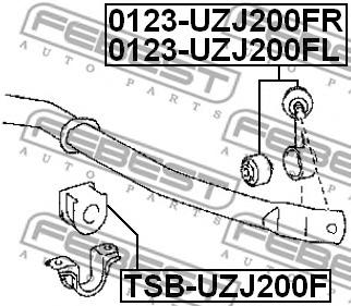 Втулка стабилизатора переднего (FEBEST) Febest TSB-UZJ200F - фото 1