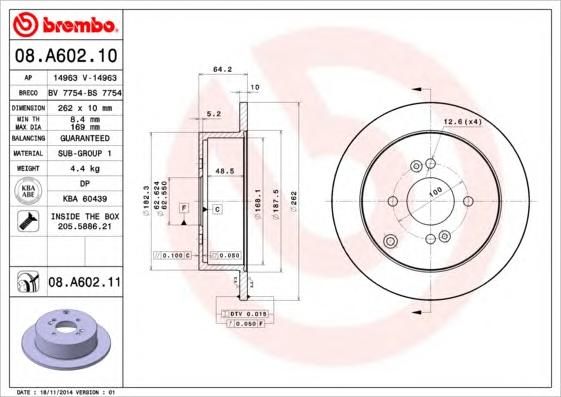 Гальмiвний диск BREMBO 08.A602.10 - фото 
