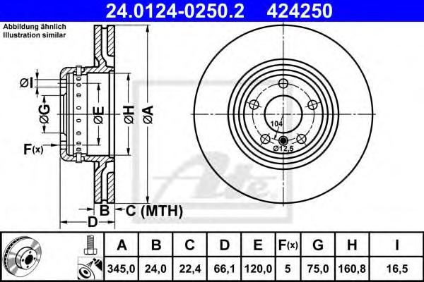 Диск тормозной двосекційний (ATE) 24.0124-0250.2 - фото 