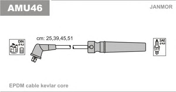 Провода зажигания (EPDM) Chevrolet LACETTI, NEXIA, NUBIRA 1.4 16V, 1.6; F14D3, F16D3 (Janmor) AMU46 - фото 