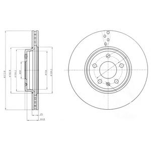 Диск тормозной передний (вентилируемый) (в упаковке два диска, цена указана за один) (DELPHI) - фото 