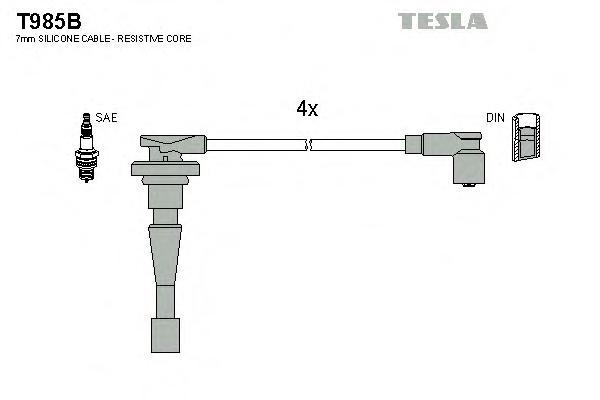 Комплект дротів запалювання Tesla T985B - фото 