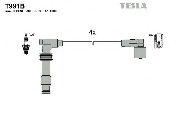Комплект дротів запалювання Tesla T991B - фото 