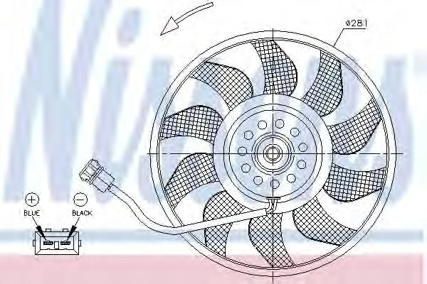 Вентилятор охлаждение двигателя VW TRANSPORTER T4 (70X, 7D) (90-) (ви-ро Nissens) - фото 