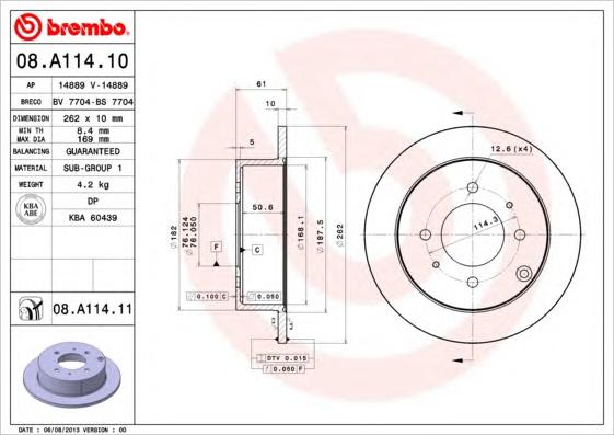 Гальмiвний диск BREMBO 08.A114.11 - фото 