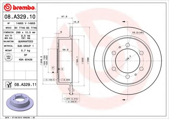 Гальмівний диск BREMBO 08.A329.11 - фото 