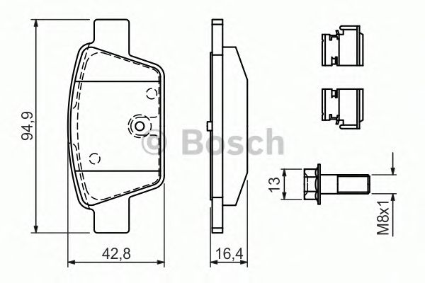 Колодки тормозные задние (дисковые) (Bosch) - фото 