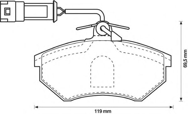 Колодки тормозные передние (дисковые) с датчиком (Jurid) - фото 