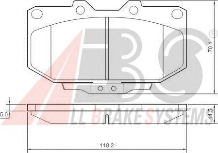 Колодки тормозные SUBARU (СУБАРУ) IMPREZA TURBO GT/WRX передние (ABS) Распродажа A.B.S. All Brake Systems 37128 - фото 