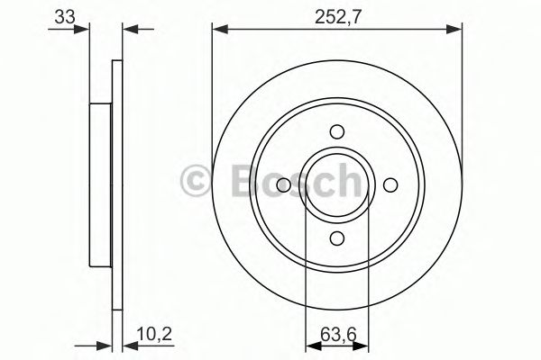 Диск тормозной задний (невентилируемый) (в упаковке 2 штуки, цена указана за 1) (Bosch) - фото 