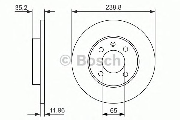 Диск тормозной передний (невентилируемый) (в упаковке 2 диска, цена указана за 1 диск) (Bosch) - фото 