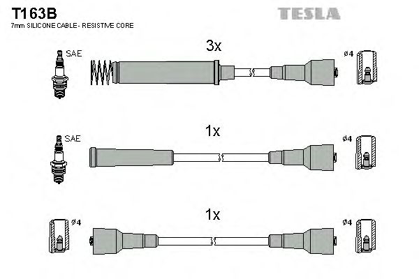 Комплект кабелів запалювання Tesla T163B - фото 
