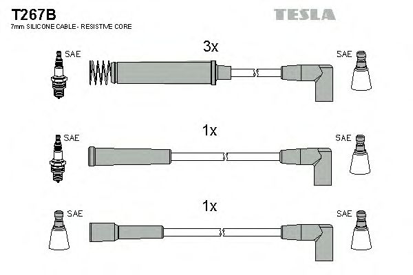 Комплект проводов зажигания Tesla T267B - фото 