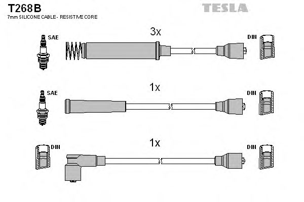 Комплект кабелів запалювання Tesla T268B - фото 