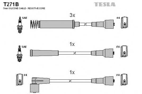 Комплект кабелів запалювання Tesla T271B - фото 