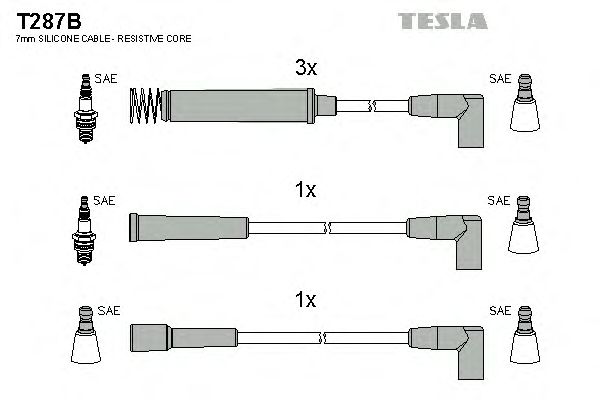 Комплект жгутів запалювання Tesla T287B - фото 