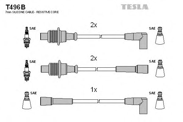 Кабель зажигания, комплект TESLA Citroen, PEUGEOT (ПЕЖО) 86-94 1,5 (Tesla) - фото 