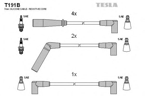 Комплект кабелів запалювання Tesla T191B - фото 