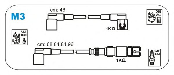 Провода высоковольтные MERCEDES W201, W123, W124, T1 (Janmor) M3 - фото 