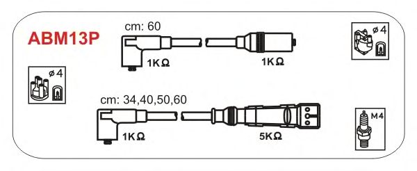 Провод зажигания (PVC) VOLKSWAGEN 1.8, 2.0; SEAT TOLEDO 2.0 i (Janmor) ABM13P - фото 