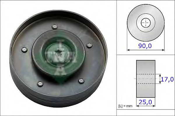 Ведучий ролик поліклинового ременя AUDI A5 (8T3) 2.0 TFSI 06/07 - 01/17 (Вир-во INA) - фото 0