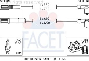 Комплект кабелей запалювання FACET 4.9451 - фото 