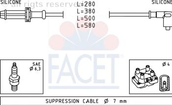 Комплект кабелей запалювання FACET 4.9374 - фото 