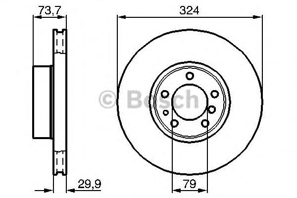 Диск тормозной передний (вентилируемый) (в упаковке 2 диска, цена указана за 1) E39 530I, 540 (Bosch) - фото 