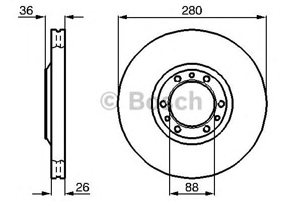 Диск тормозной передний, вентелируемый (в упаковке два диска, цена указана за один) (Bosch) - фото 