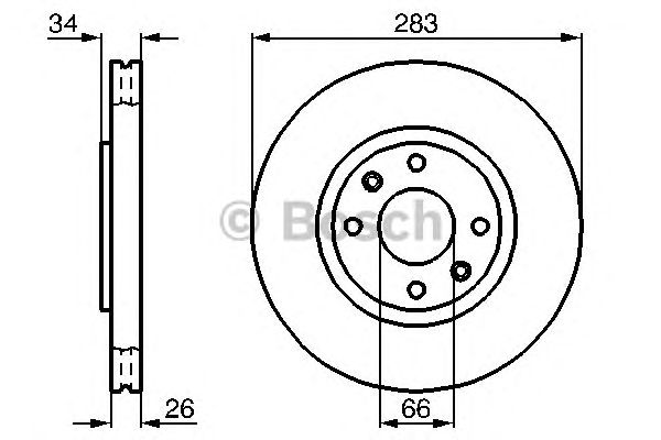 Диск тормозной CITROEN C3, C4 PEUGEOT 207, 408 передн., вент. (Bosch) - фото 