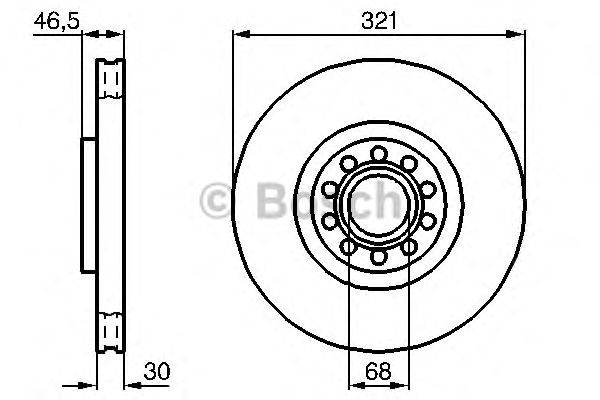 Диск тормозной передний (вентилируемый) (в упаковке два диска, цена указана за один) (Bosch) - фото 