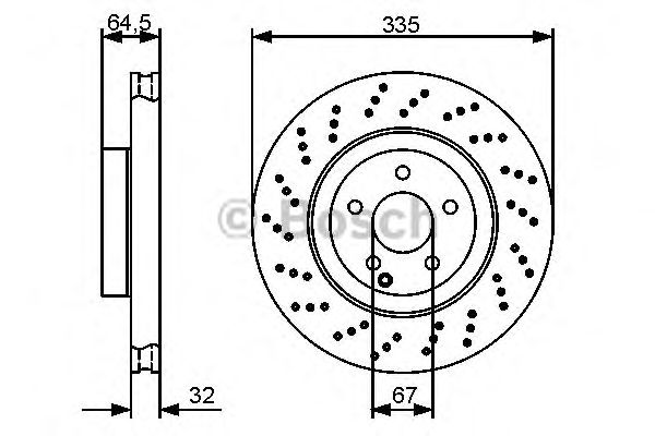 Диск тормозной передний (вентилируемый) (в упаковке 2 штуки, цена указана за 1) (Bosch) - фото 