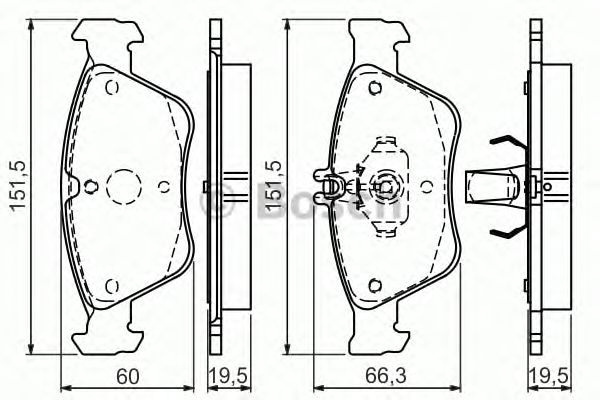 Колодка торм. диск. MB C-CLASS (W202), CLK (C208) передн. (Bosch) BOSCH 0 986 494 002 - фото 