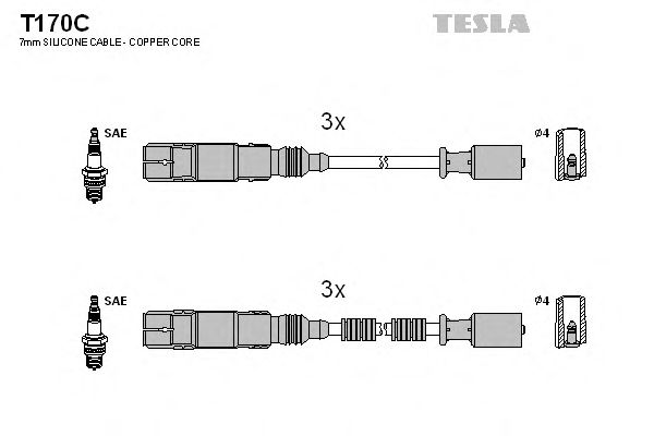 Комплект проводів запалювання Tesla T170C - фото 