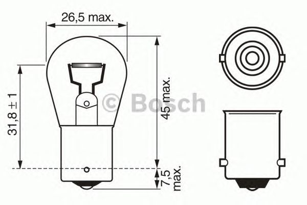 Лампа 24V P21W24V 21W BA15s HEAVY DUTY (вир-во Bosch) - фото 