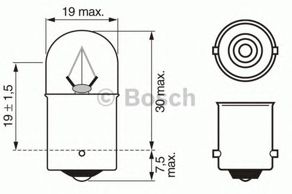 Лампа 24V R10W24V 10W ВА15s (Bosch) - фото 