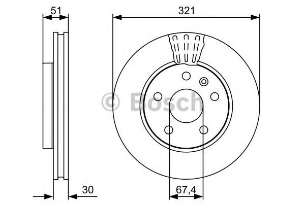 Диск тормозной передний (вентилируемый) (в упаковке два диска, цена указана за один) (Bosch) - фото 