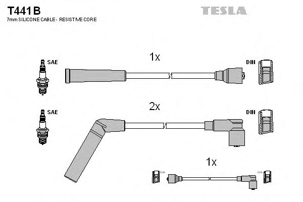 Комплект кабелів запалювання Tesla T441B - фото 