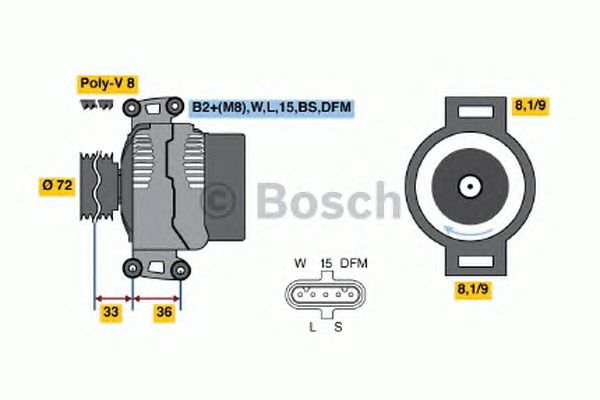 Генератор (Bosch) BOSCH 0 124 555 008 - фото 