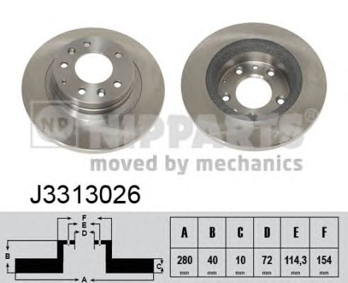 Диск тормозной Mazda 323; Mazda 6 (GG, GH, GY); Mazda 626; MX-5 (Nipparts) NIPPARTS J3313026 - фото 
