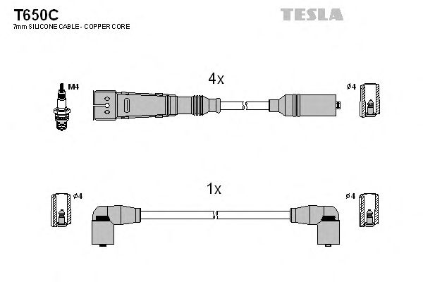 Кабель зажигания, комплект TESLA Seat,Volkswagen 80-01 1,6 (Tesla) - фото 
