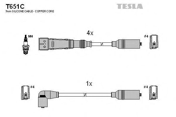 Кабель зажигания, к-кт TESLA Seat,Volkswagen 88-02 1,8_2,0 (Tesla) - фото 