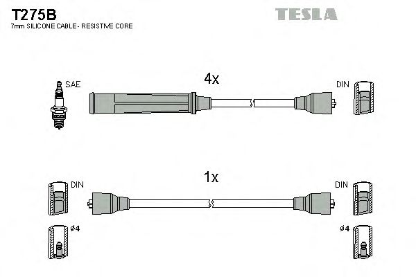 Комплект кабелів запалювання Tesla T275B - фото 