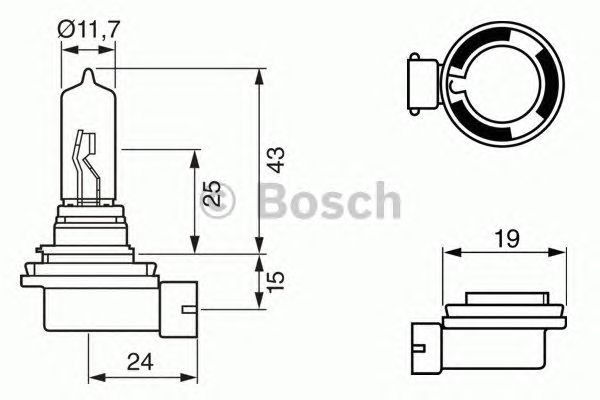 Лампа розжарювання H9 12V 65W PGJ19-5 PURE LIGHT (вир-во Bosch) - фото 