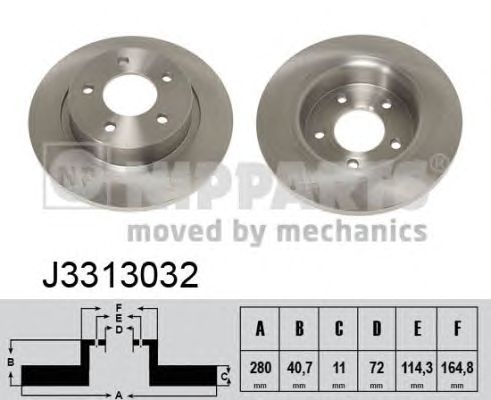 Диск тормозной Mazda 3 (BK, BL); Mazda 5 (CR, CW) (Nipparts) NIPPARTS J3313032 - фото 