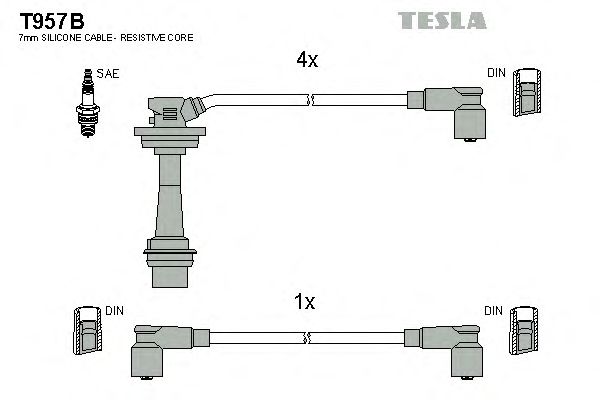 Комплект кабелiв запалювання Tesla T957B - фото 